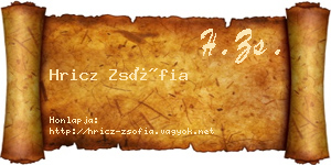Hricz Zsófia névjegykártya